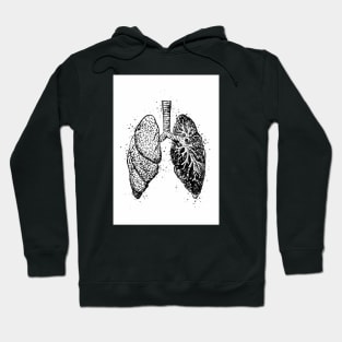 Lungs Anatomy Black and White Hoodie